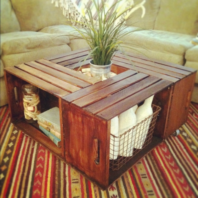 This Coffee Table made from wine boxes is 