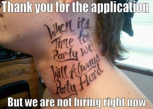 Love to party tattoo on neck ! 