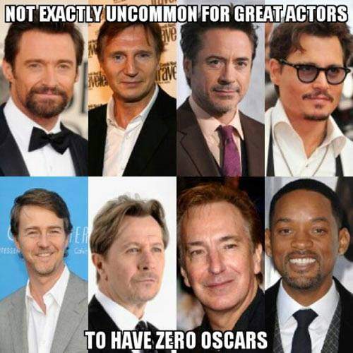 Not exactly uncommon for great actors to have zero Oscars.