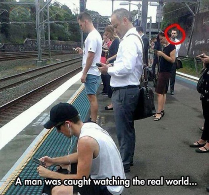 A man was caught watching the real world.