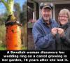 A Swedish woman discovers her wedding ring in a carrot growing in her garden