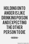 Holding onto anger is like drinking poison and expecting the other person to die Buddha quote