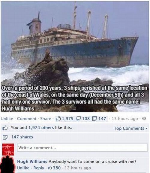 Over a period of 200 years,3 ships perished at the same location of the coast of Wales ..